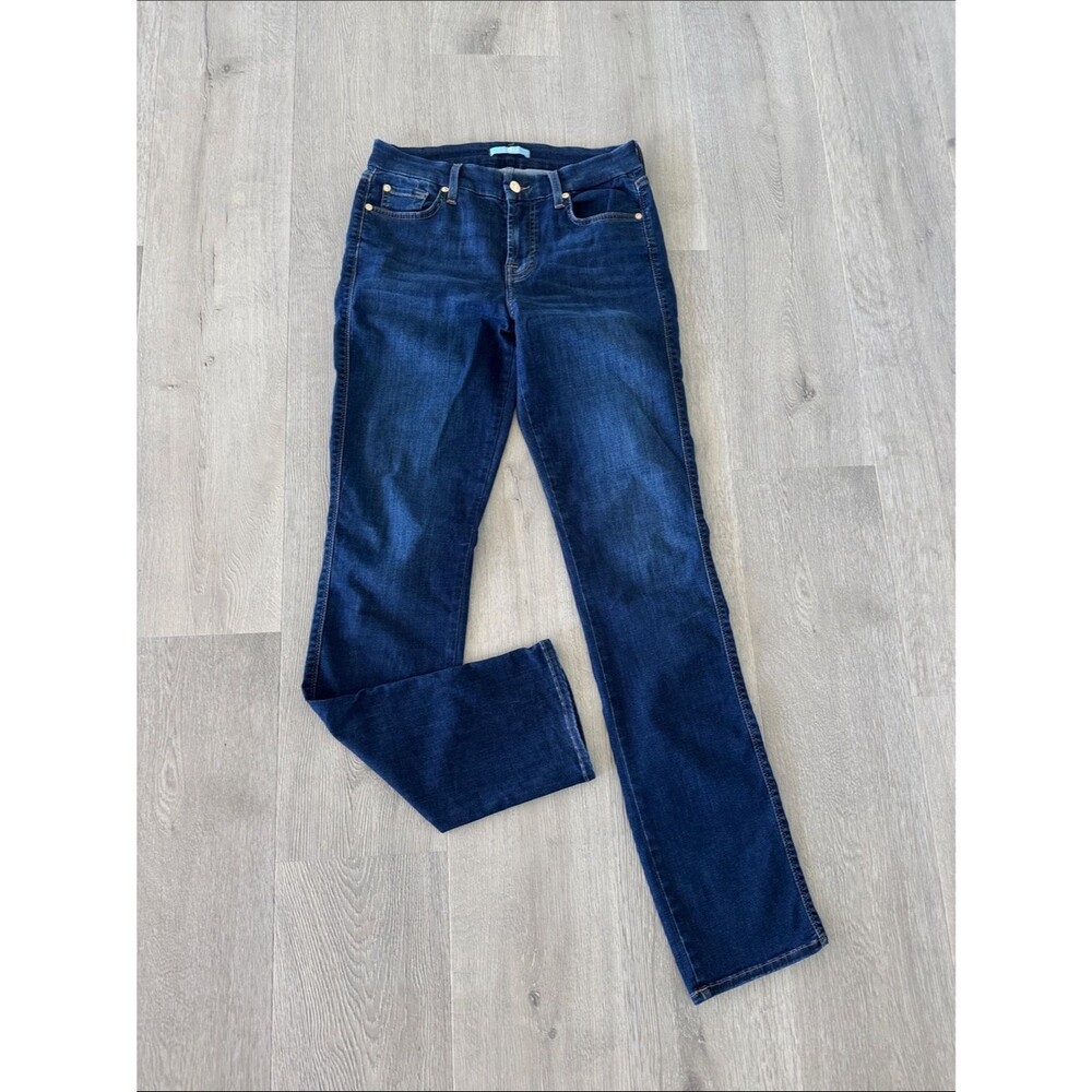 7 For All Mankind Dark Blue Straight-Leg Jeans